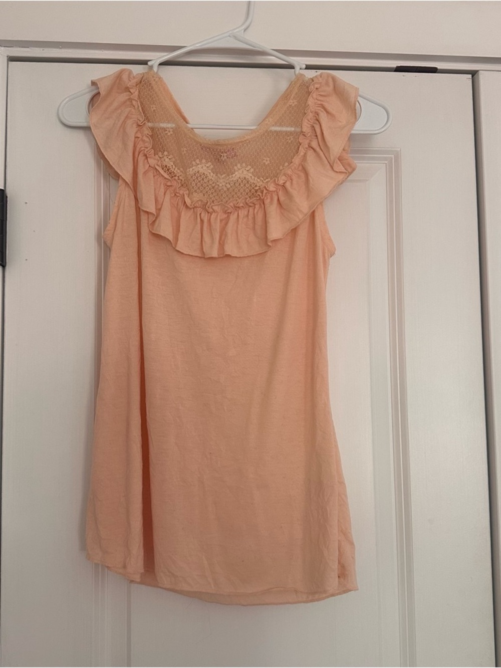 Energie Peach Ruffle Lace Yoke Sleeveless Camisole